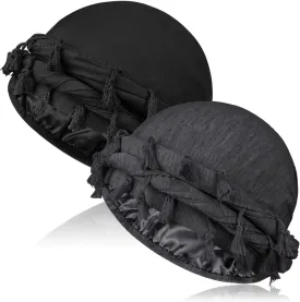 2 Pcs Satin Lined Turban With Long Twist Straps, Silky Head Wraps for Men, Halo Head Scarf for Hair