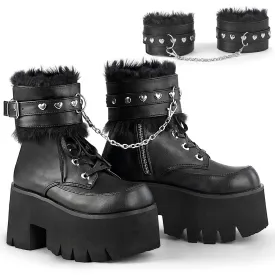 ASHES-57 DemoniaCult Black Vegan Leather Sexy Women's Ankle Boots (Alternative Footwear)