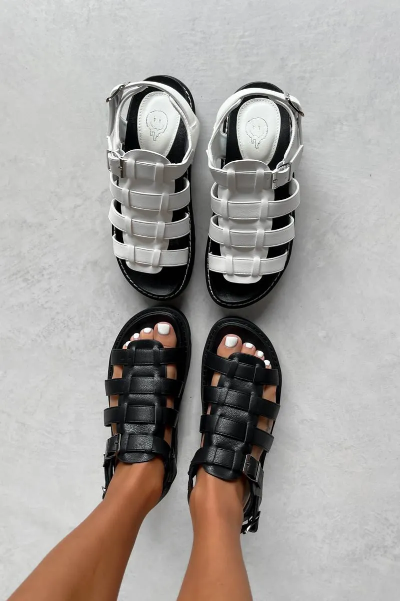 BLADE Chunky Gladiator Buckle Sandals - White PU