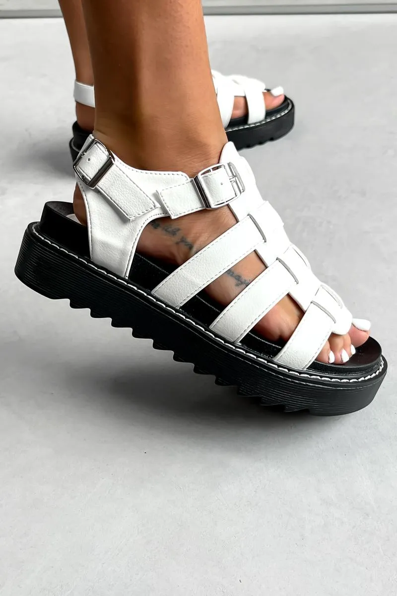 BLADE Chunky Gladiator Buckle Sandals - White PU