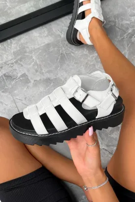 BLADE Chunky Gladiator Buckle Sandals - White PU