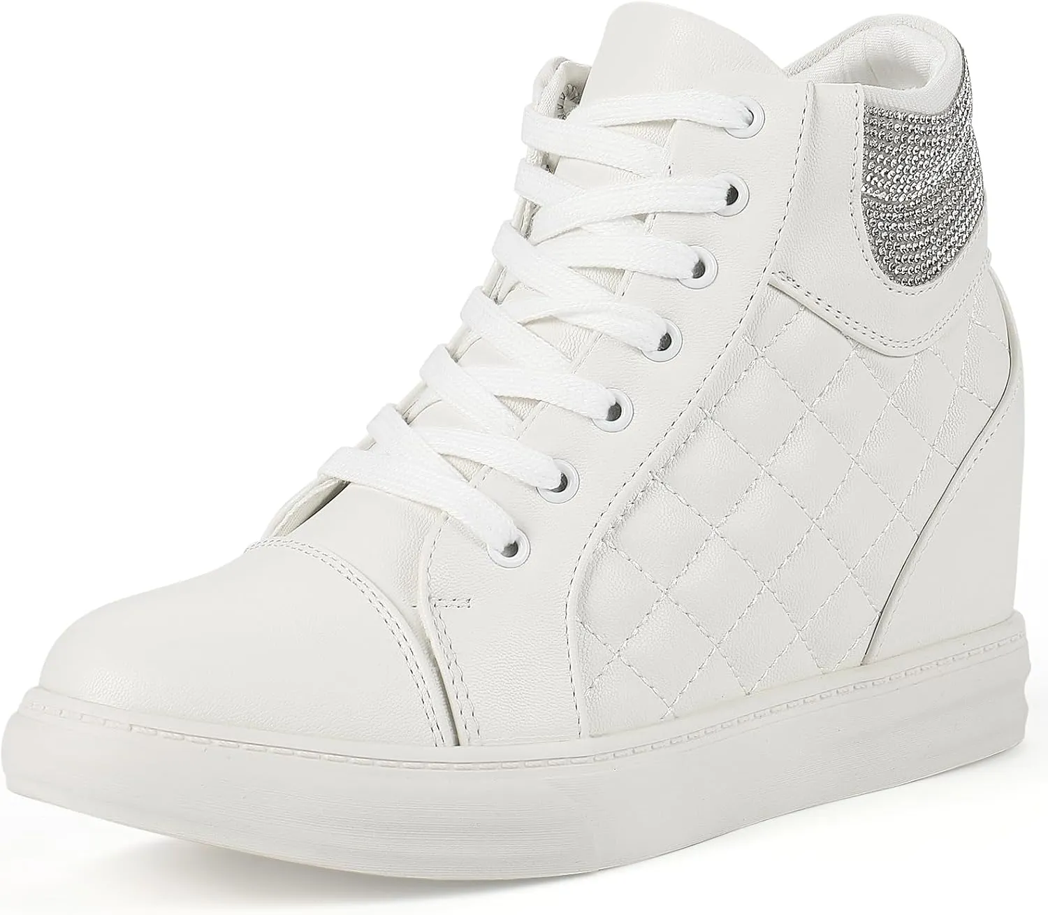 Ckrola Womens Fashion Platform Shoes Hidden Wedge Heel High Top Sneakers for Women Platform Boots Working Shoes Women
