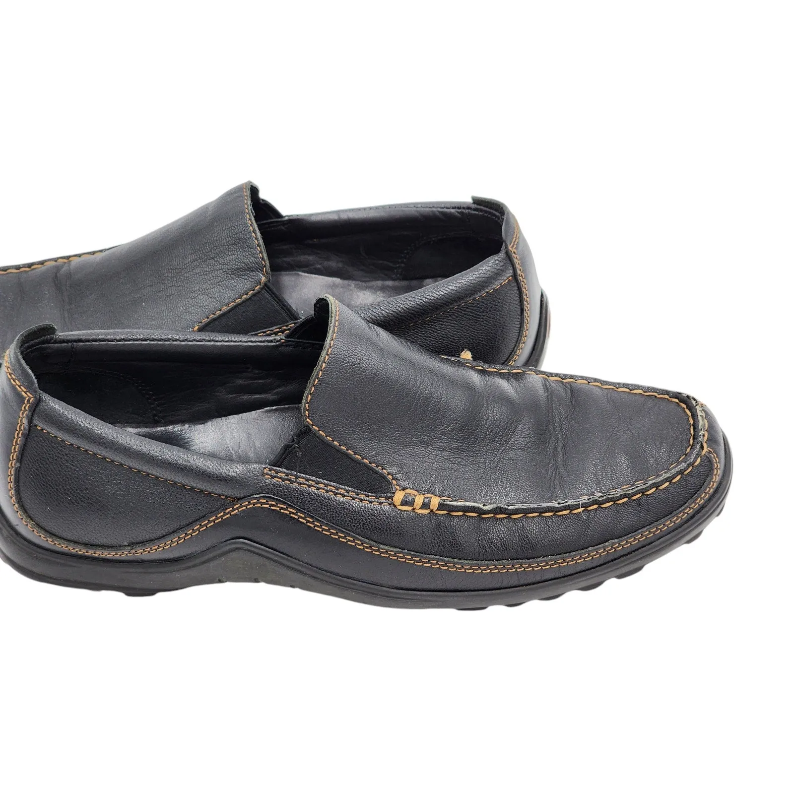 Cole Haan Shoes Loafers Mens 9M Black Leather Comfort Slip On Moc Toe C03557