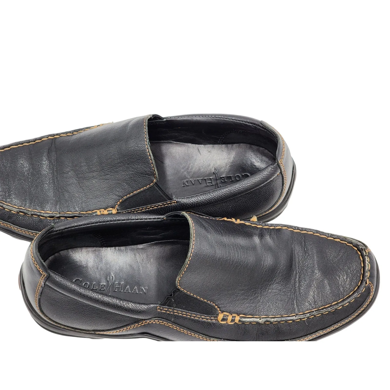 Cole Haan Shoes Loafers Mens 9M Black Leather Comfort Slip On Moc Toe C03557