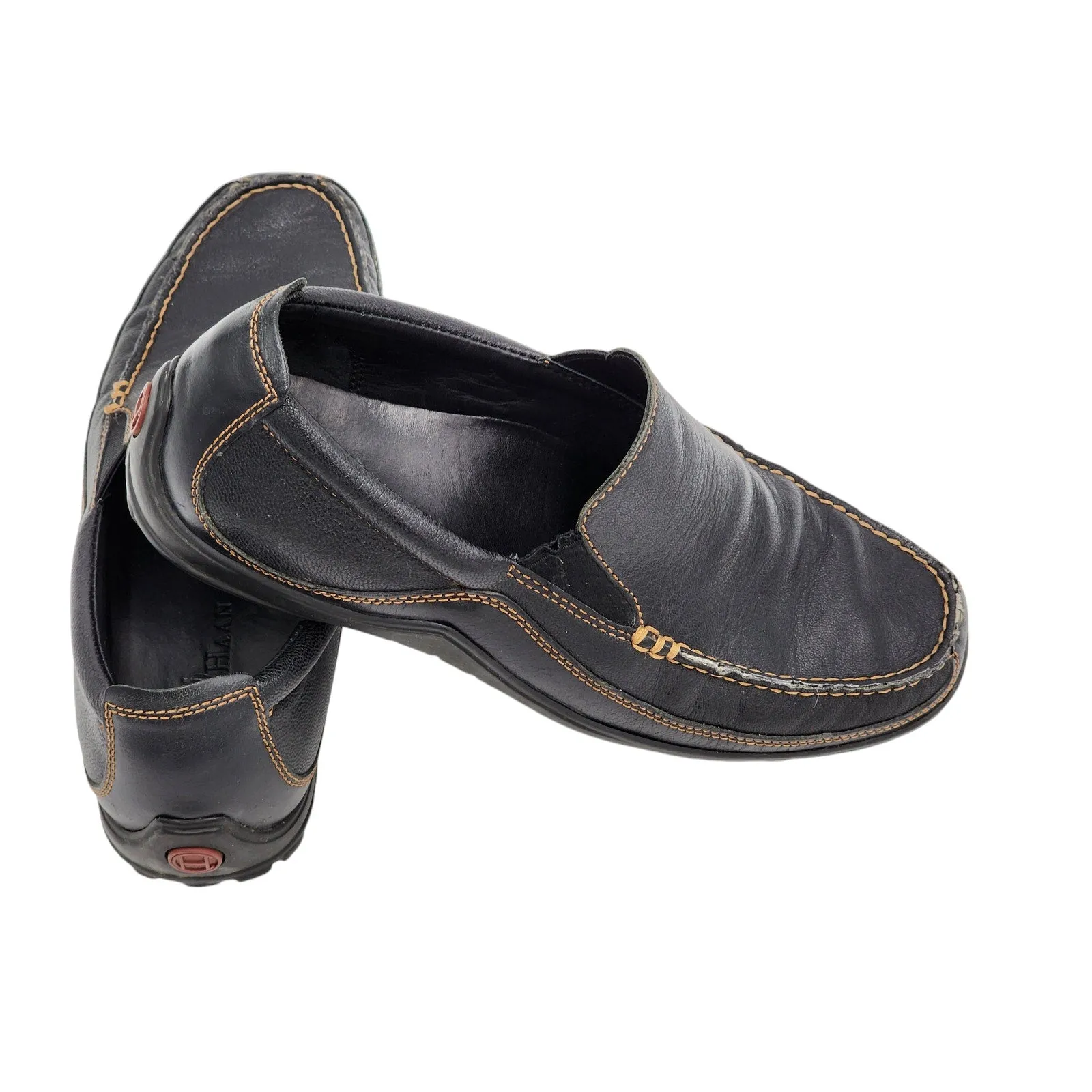 Cole Haan Shoes Loafers Mens 9M Black Leather Comfort Slip On Moc Toe C03557