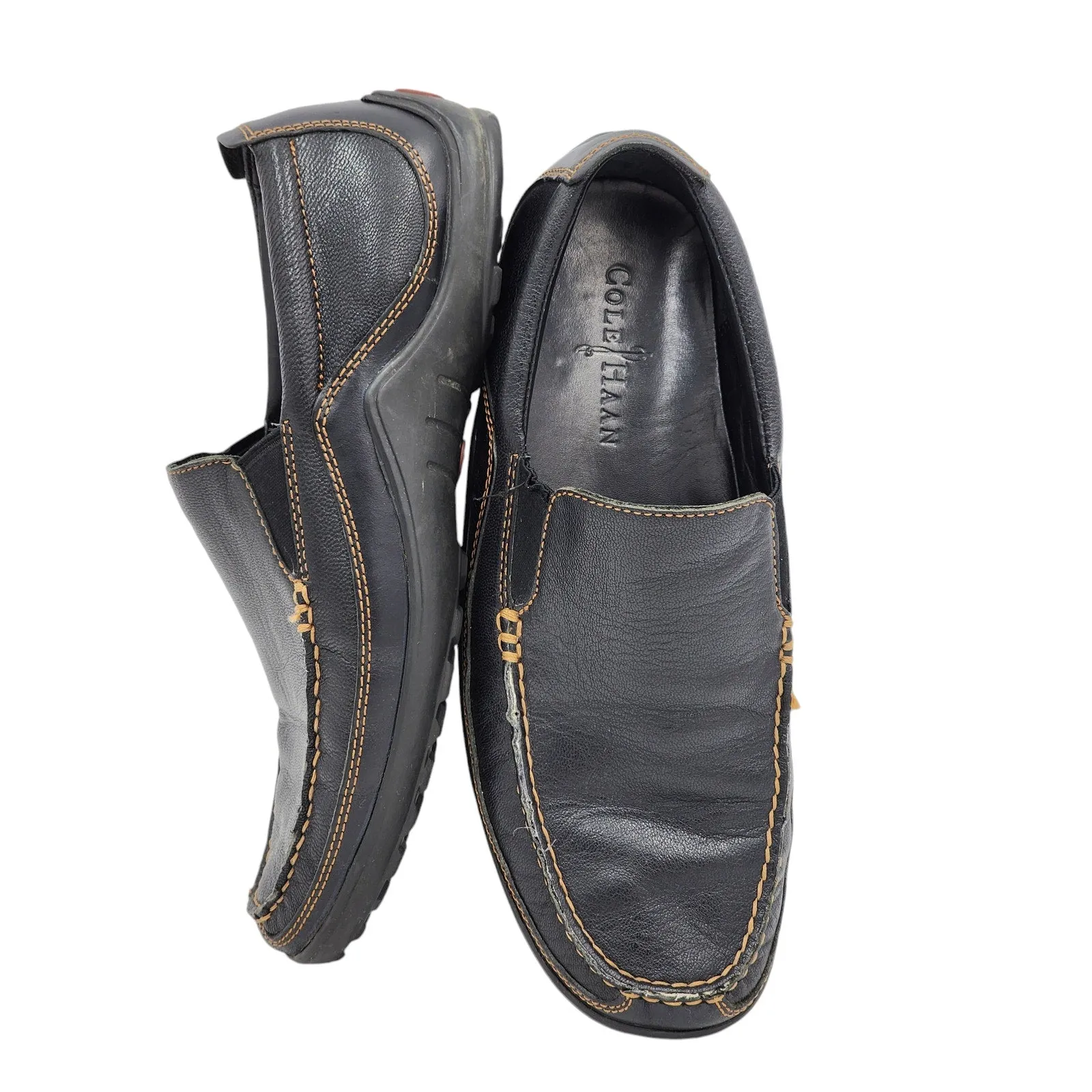 Cole Haan Shoes Loafers Mens 9M Black Leather Comfort Slip On Moc Toe C03557