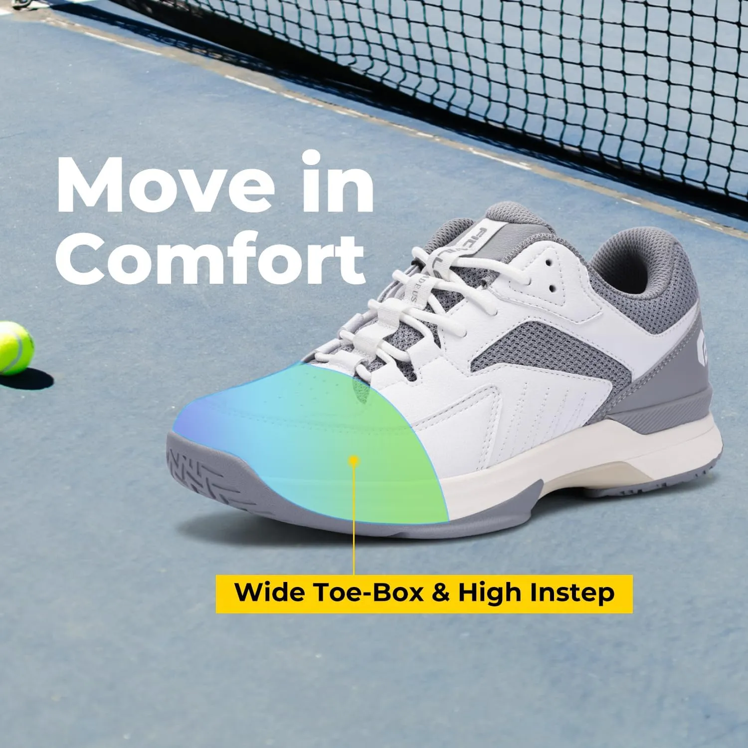 FitVille Men??s Wide Pickleball Shoes All Court Tennis Shoes with Arch Support for Plantar Fasciitis