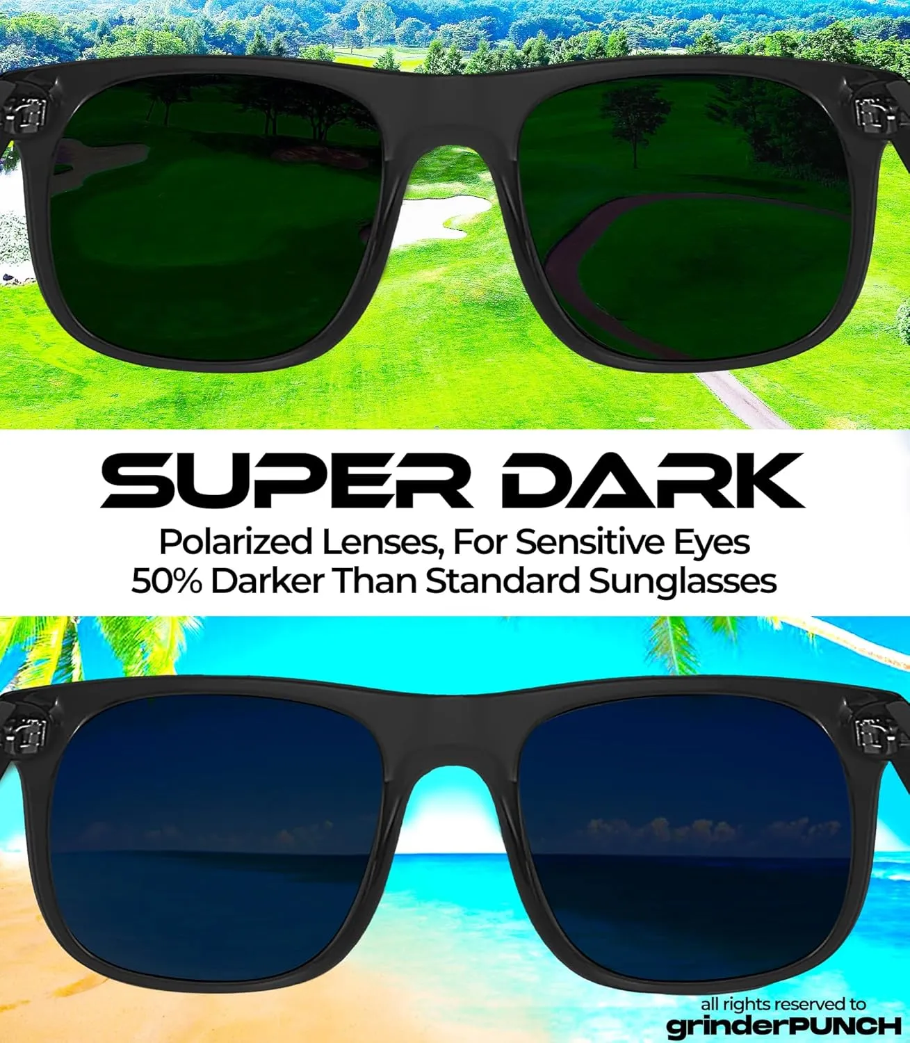 grinderPUNCH Mens Oversized Sunglasses XL Big Head Fit, Extra Wide Frame Sunglasses for Men, Big Heads, XXL Large Wide Shades