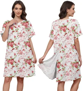 Hospital Gowns for Women Open Back Tear Away Snap Post Shoulder Surgery Short Sleeve Soft Cotton Adaptive Clothing