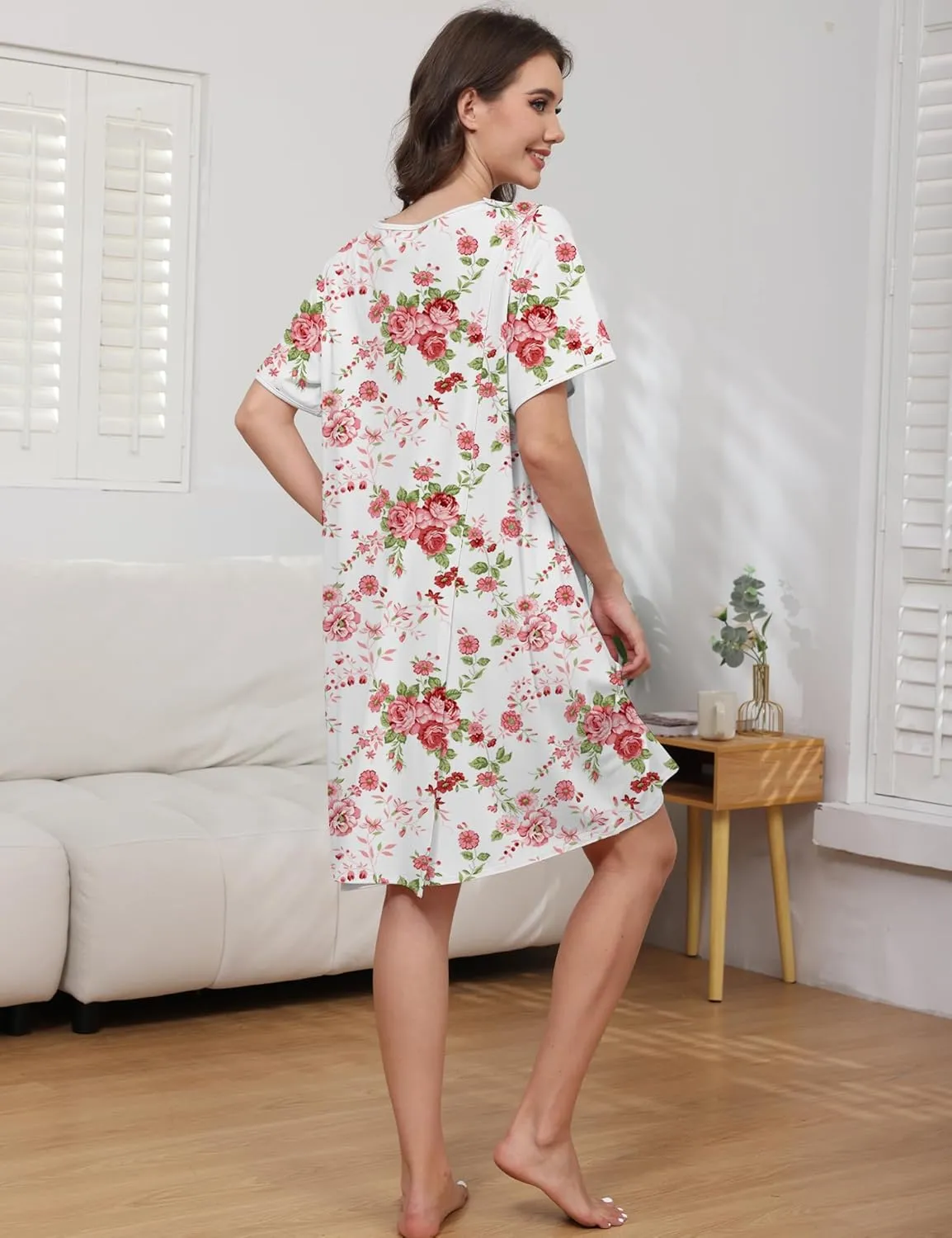 Hospital Gowns for Women Open Back Tear Away Snap Post Shoulder Surgery Short Sleeve Soft Cotton Adaptive Clothing
