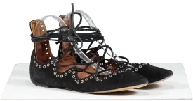 Isabel Marant Black Flat Lace Up Gladiator Sandals UK 6 EU 39 👠
