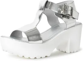 J. Adams Corby Platform Sandals Heeled Sandals for Womens - T-Strap Chunky Mid Heel Sandal Wedges for Women - Women's Footwear Platform Shoes - Summer Shoes for Women