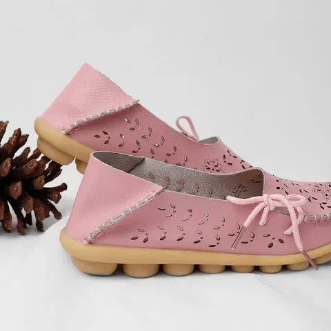 Large Size Breathable Hollow Out Flat Lace Up Soft Shoes