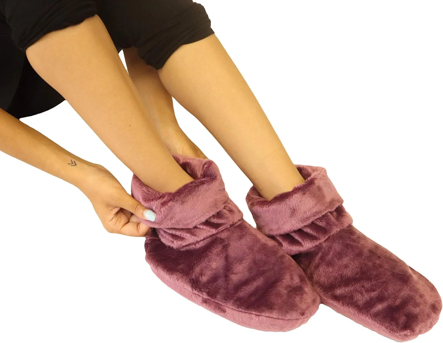 Mars Wellness Heated Microwavable Booties - Microwavable Socks Heated Booties for Women and Men - Herbal Hot/Cold Deep Slippers Women (Mauve)