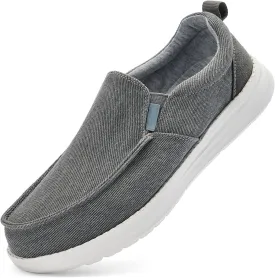 Mens Hands Free Slip-on Loafers Shoes Wide Width Casual Canvas Loafers Shoes Mens Boat Shoes Lightweight Non-Slip Walking Shoes Soft Sneakers