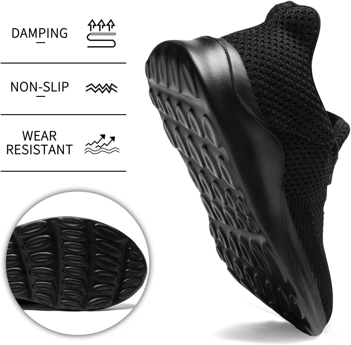 Mens Running Shoes Slip On Sneakers Walking Tennis Shoes Gym Athletic Sports Fashion Casual Breathable