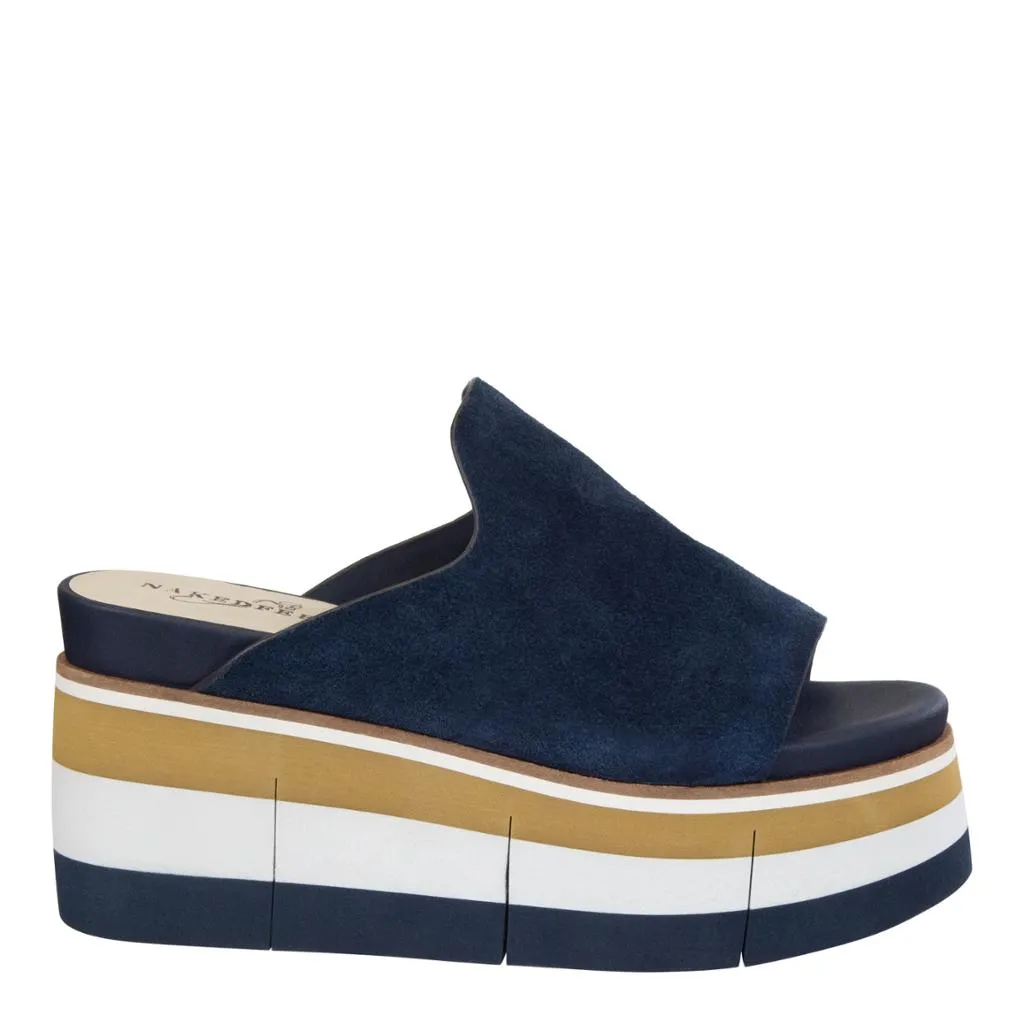 NAKED FEET - FLOW in NAVY Wedge Sandals