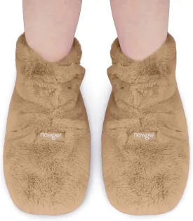 NEWGO Microwaveable Booties Foot Warmers Aching Feet Relief, Heating Pad for Foot Heated Slippers for Cold Feet, Achilles Tendinitis, Plantar Fasciitis, Muscle Soreness, Ankle Pain Relief - Brown