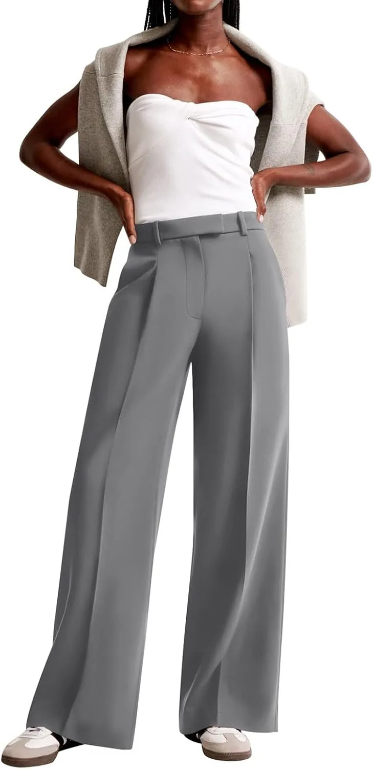 NIMIN Women Wide Leg Pants High Waisted Casual Work Trousers Business Dress Pants with Pockets