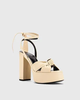 Satu Bow Lace Up Platform Sandals In Beige
