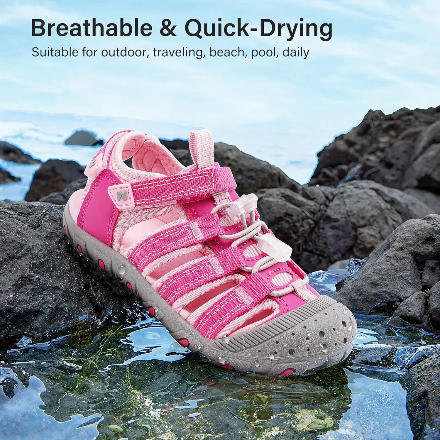 Stelle Boys Girls Sport Water Sandals Kids Summer Outdoor Beach Hiking Closed-Toe Athletic Shoes for Toddler/Little/Big Kids