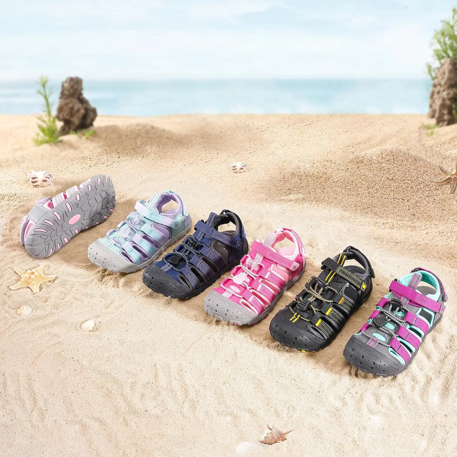 Stelle Boys Girls Sport Water Sandals Kids Summer Outdoor Beach Hiking Closed-Toe Athletic Shoes for Toddler/Little/Big Kids