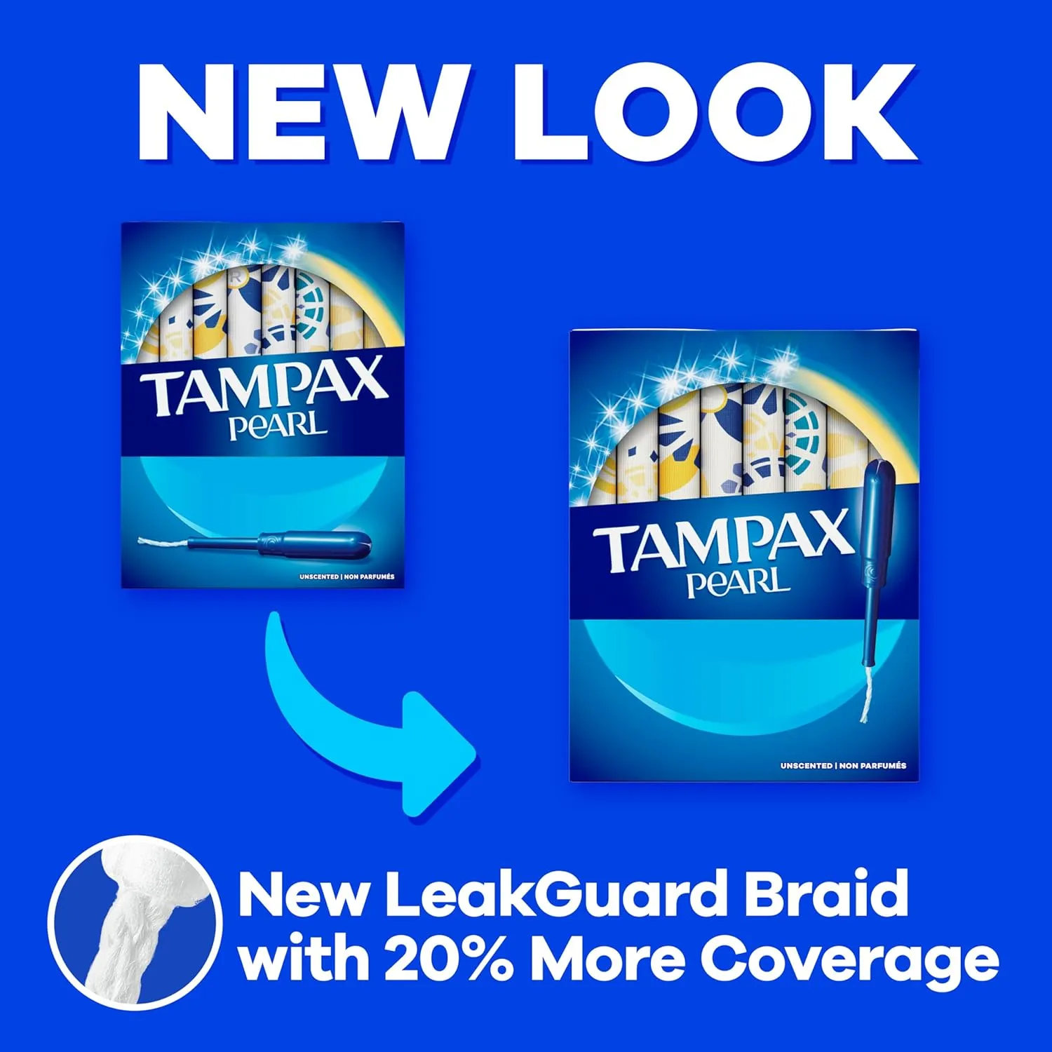 Tampax Pearl Tampons Super Plus Absorbency, With Leakguard Braid, Unscented, 50 Count x 2 Packs (100 Count Total) (Packaging May Vary)