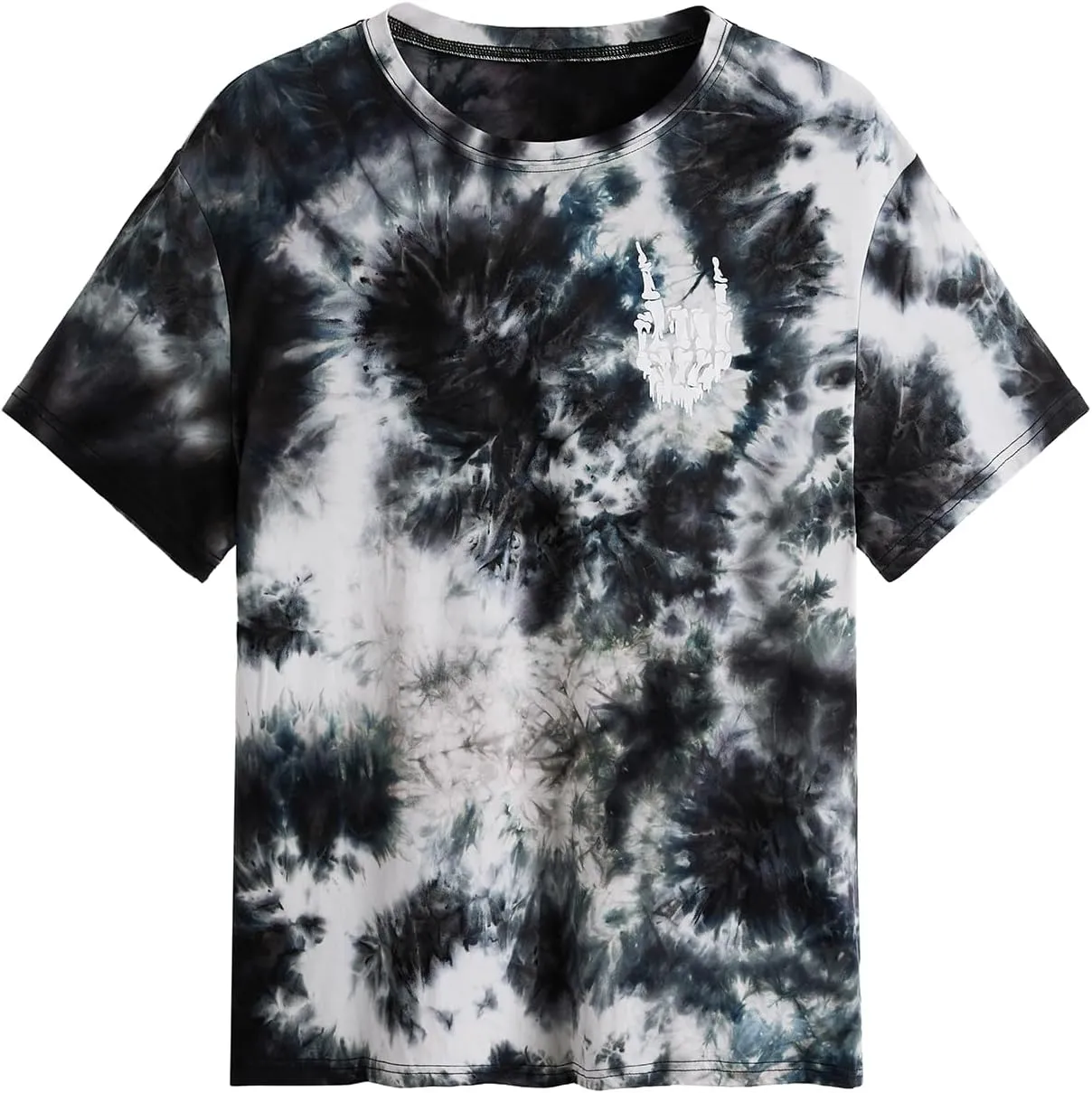 Verdusa Men's Tie Dye Short Sleeve Round Neck Graphic Tee Tops