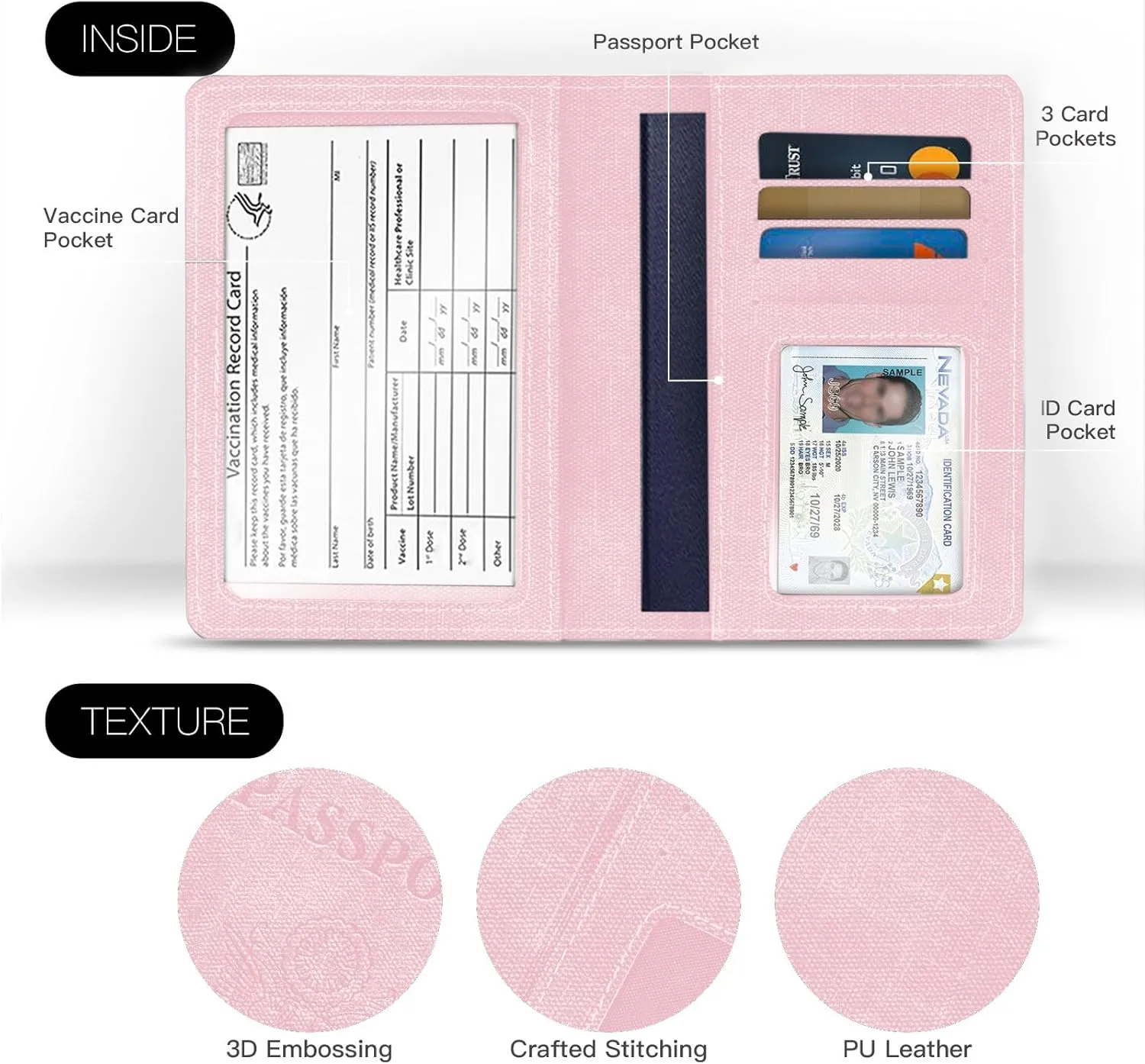 VIDIVICI Passport Wallet For Women,Passport Holder For Women-Gold Rose