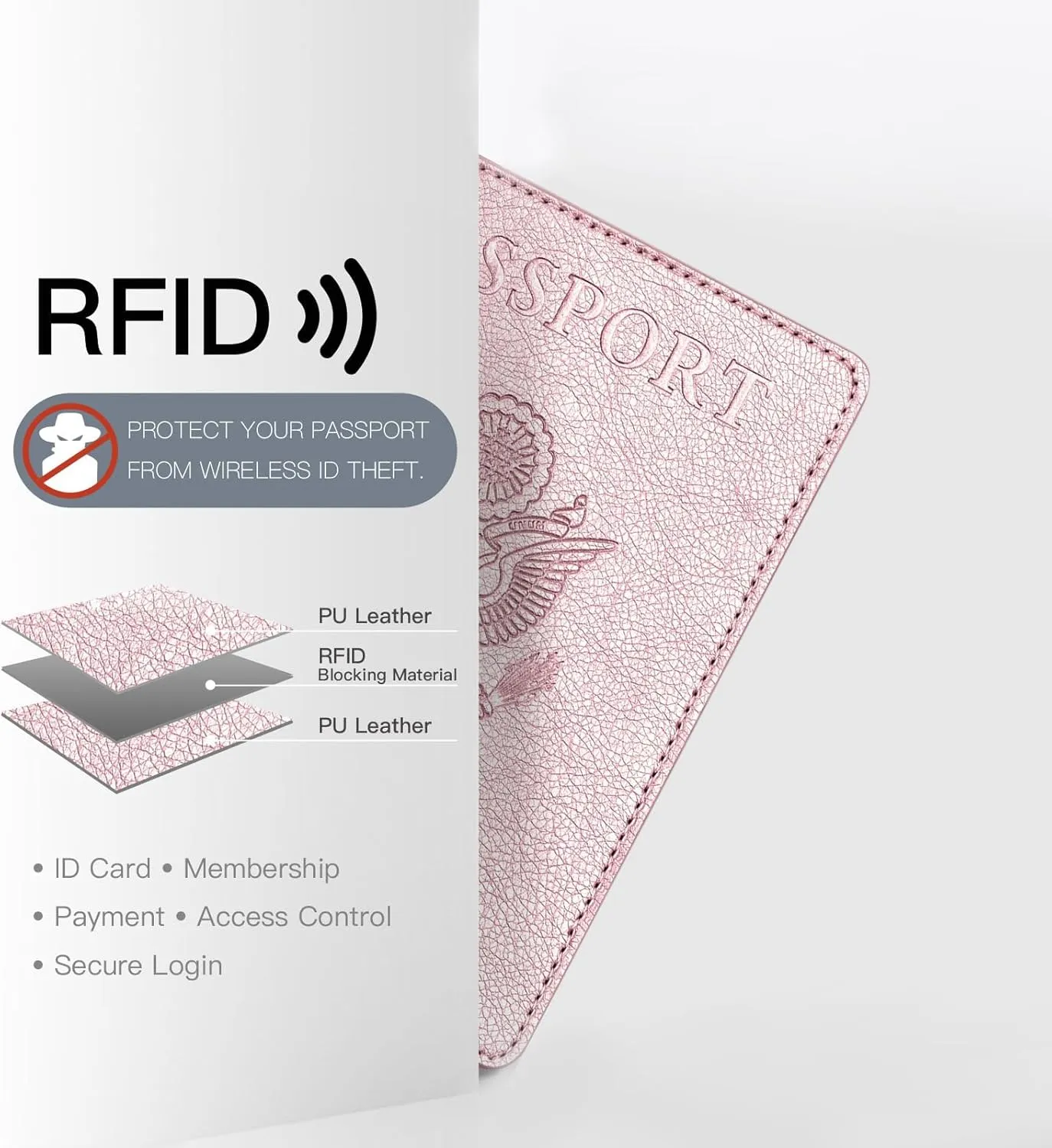 VIDIVICI Passport Wallet For Women,Passport Holder For Women-Gold Rose
