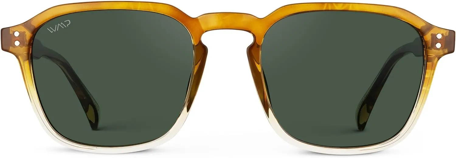 WMP Eyewear - Men's Polarized Square Sunglasses, Wide Fit: Modern Retro Style with Unique Color Combos