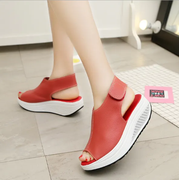 Women Comfort Peep Toe Walking Platform Wedges Sandals