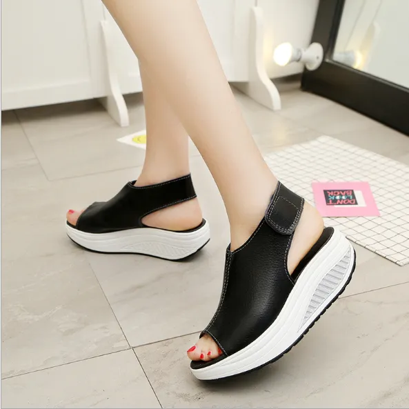 Women Comfort Peep Toe Walking Platform Wedges Sandals
