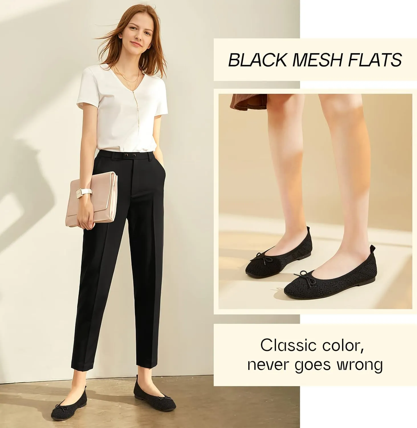 Women's Flats Shoes Dress Shoes Round Toe Ballet Flats Comfortable Crochet Lace Black Flats Low Heel