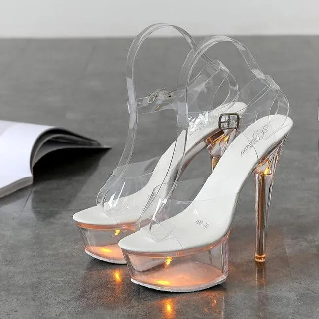 Women's sexy transparent platform super high heels