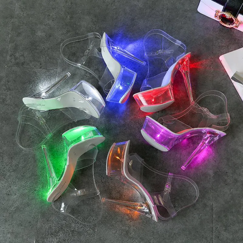 Women's sexy transparent platform super high heels