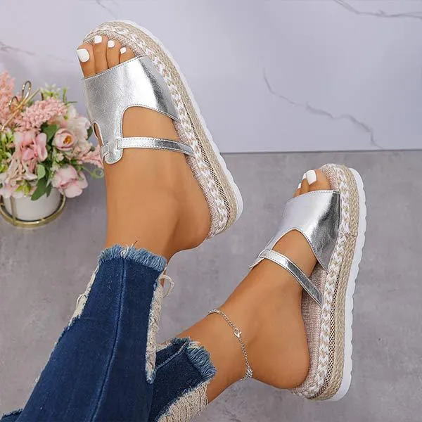 Women's Thick-Soled Buckle Hemp Rope Sandals 45716039C