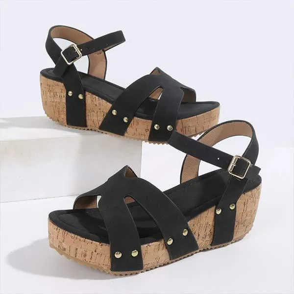 Women's Wedge Platform Cross Strap Sandals 23161290C